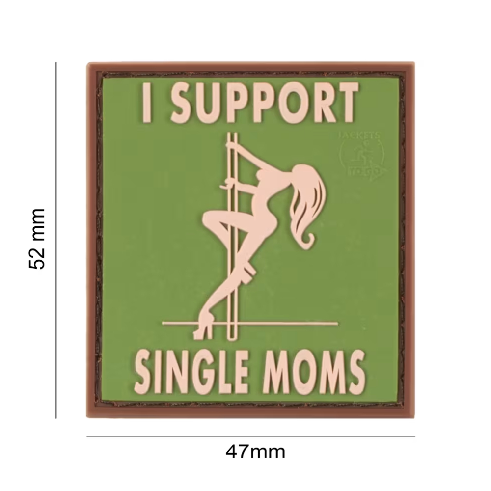 4558-2 I Support Single Mums 3D Rubber Patch - Green - JTG - Image 2